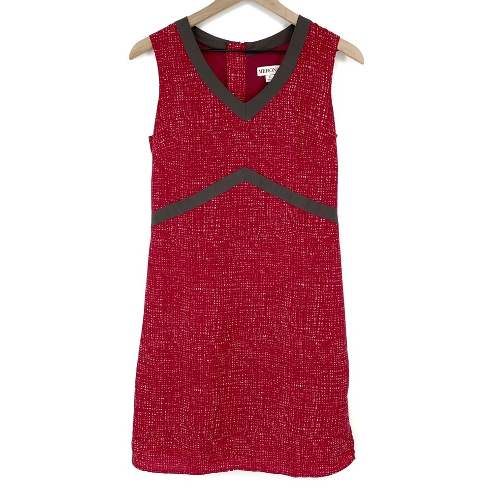 Merona Sheath Dress 2 Red Sleeveless Mod Revival Minimalist‎ Retro 60s Workwear